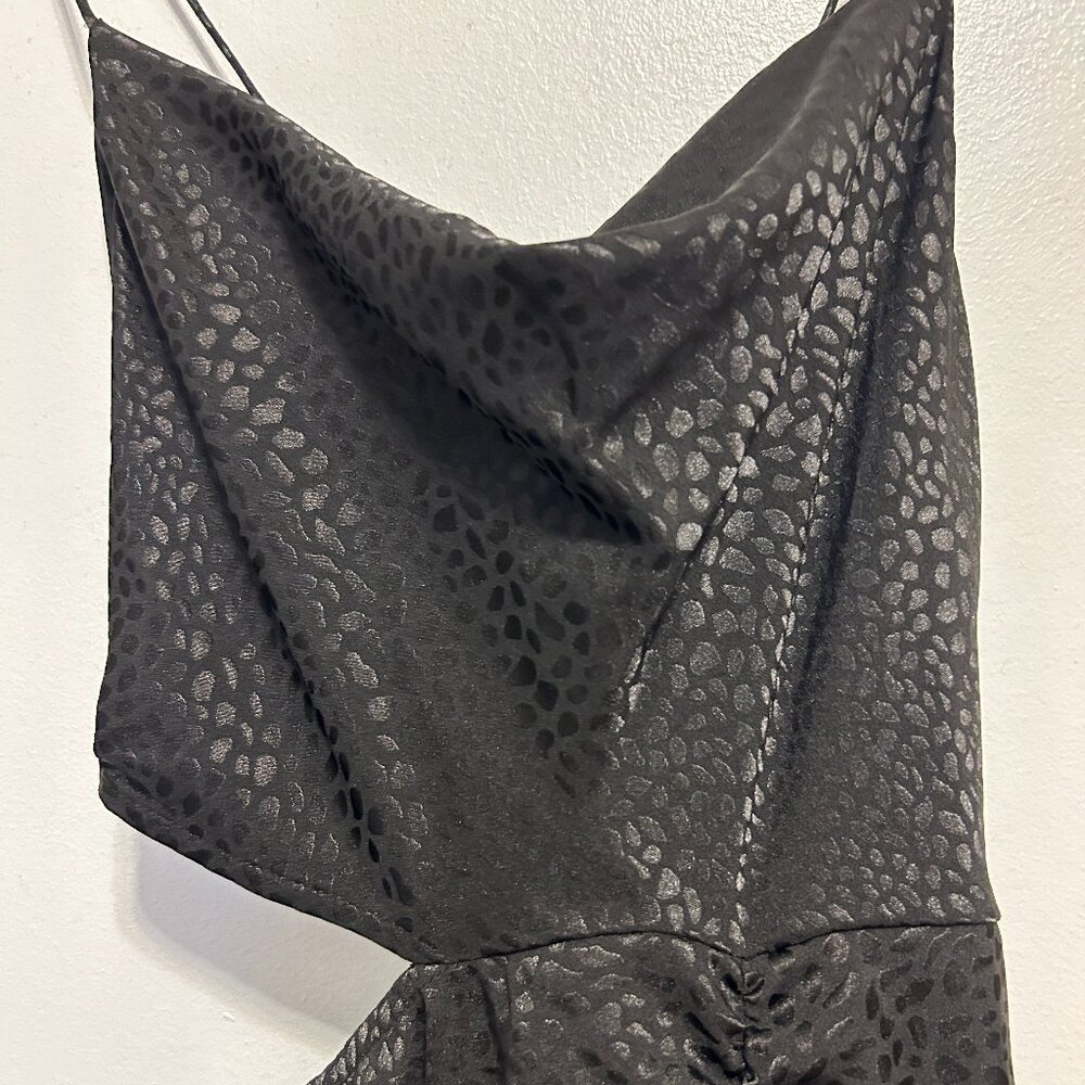 Black Satin Topshop Animal Print Cutout Dress - Picture 2 of 4